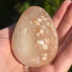 Flower Agate Crystal Egg Carving - Polished